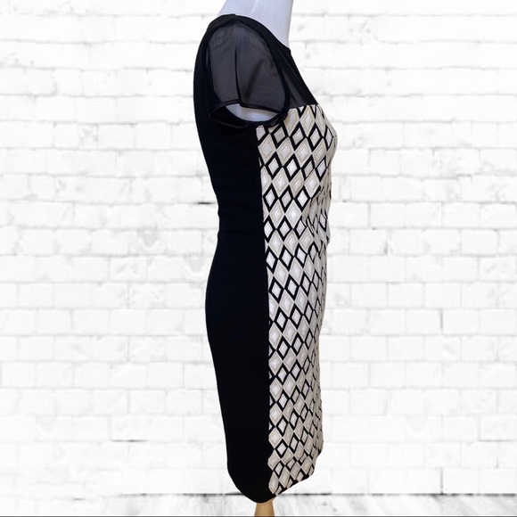 Catherine Malandrino Mesh Front Yoke Print Dress - Picture 3 of 7